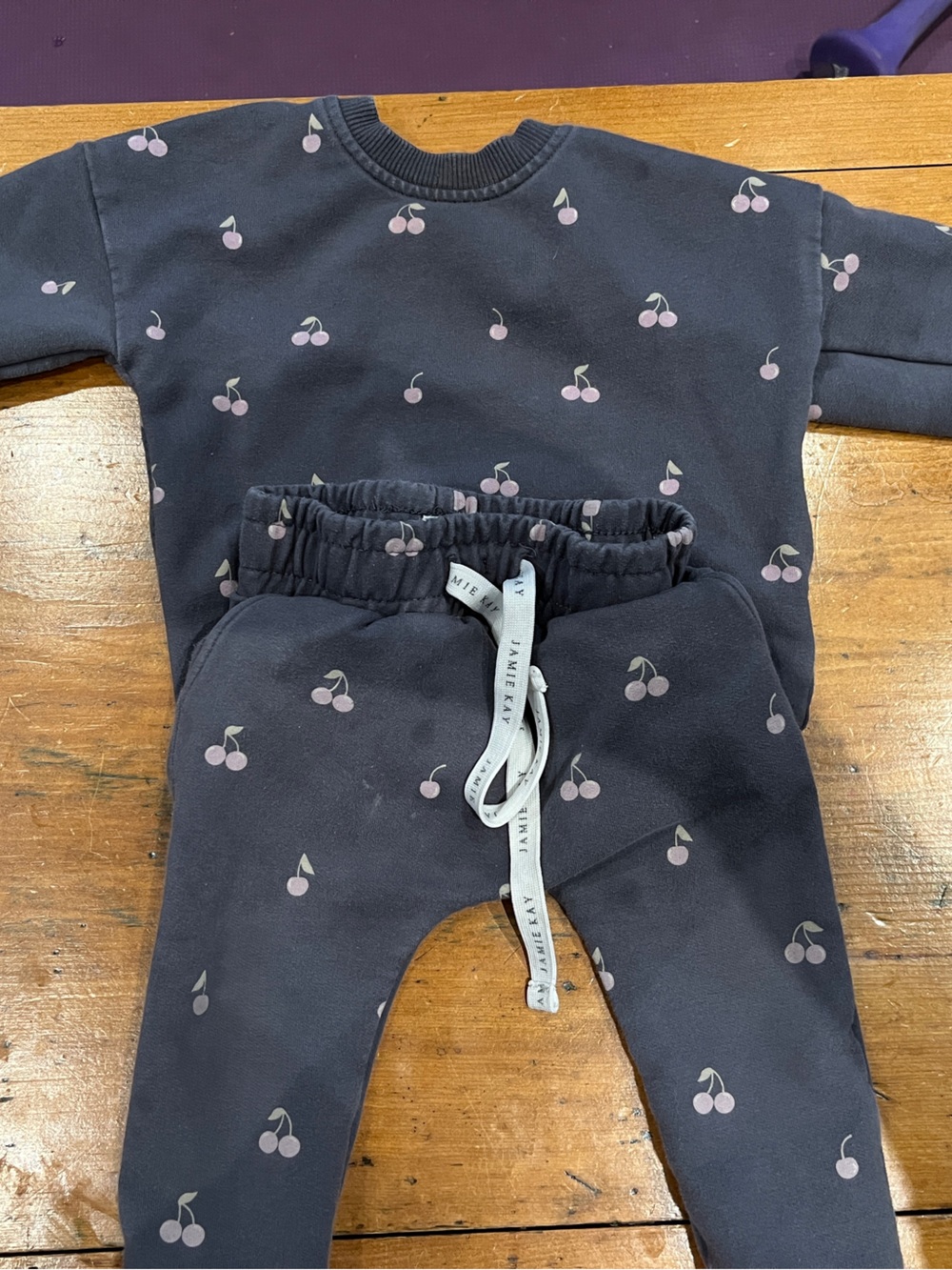 Jamie Kay Navy Cherry Print Baby Sweatshirt & Pants Set